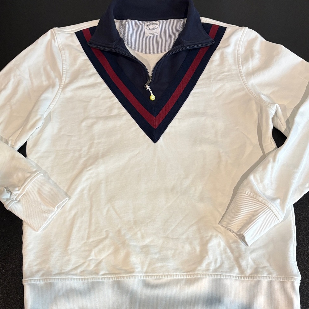 Brooks Brothers Navy and White Striped Collar Pullover